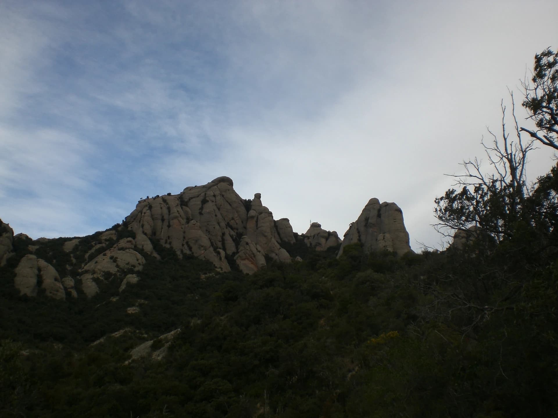 EliziR - Albarda Castellana i Puntal de l'Albarda (o Bisbe) des del sud, Montserrat (gener 2012)